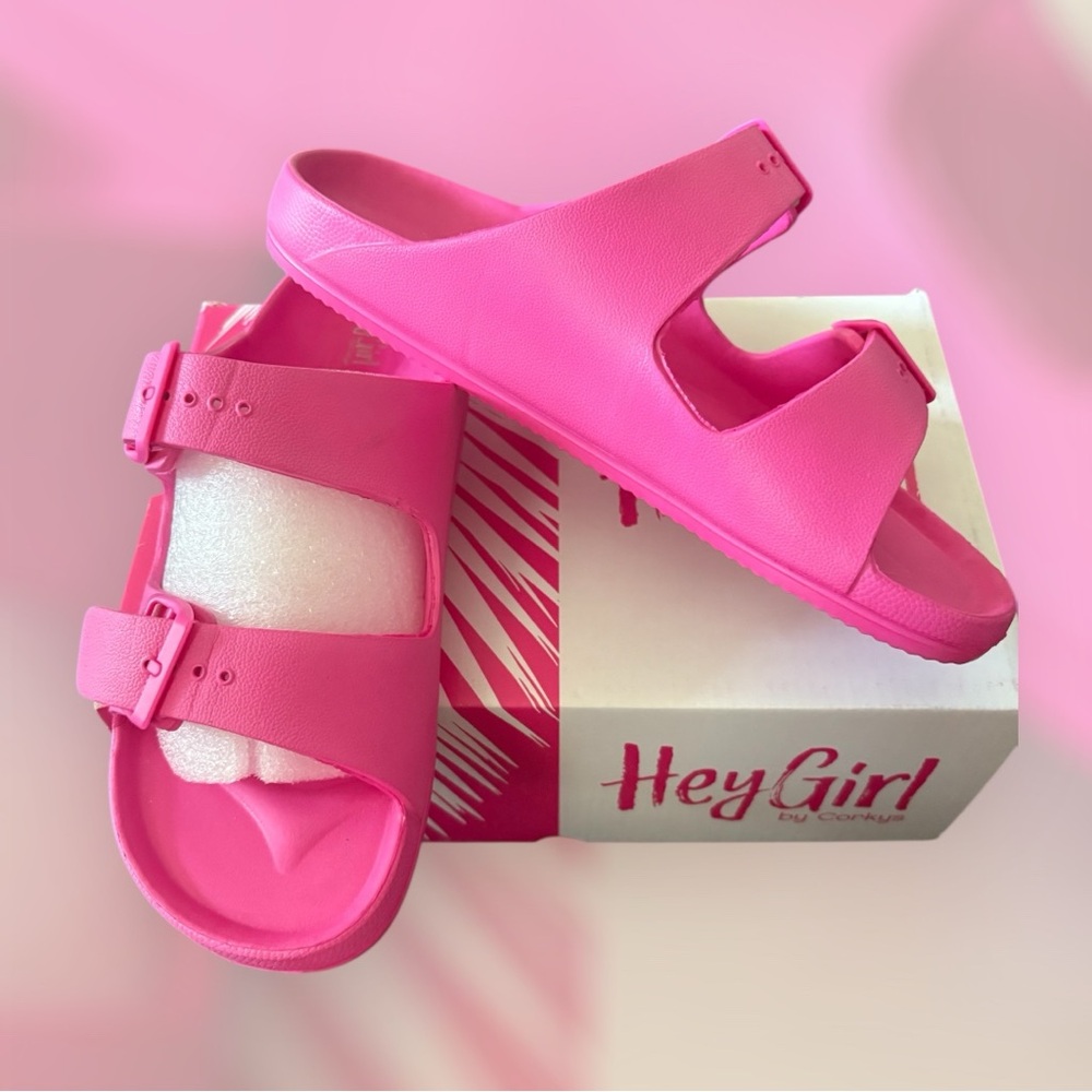 Corkys Hey Girl Waterslide Slip-on Adjustable Waterproof Slide Sandal PINK 10 - Picture 5 of 9